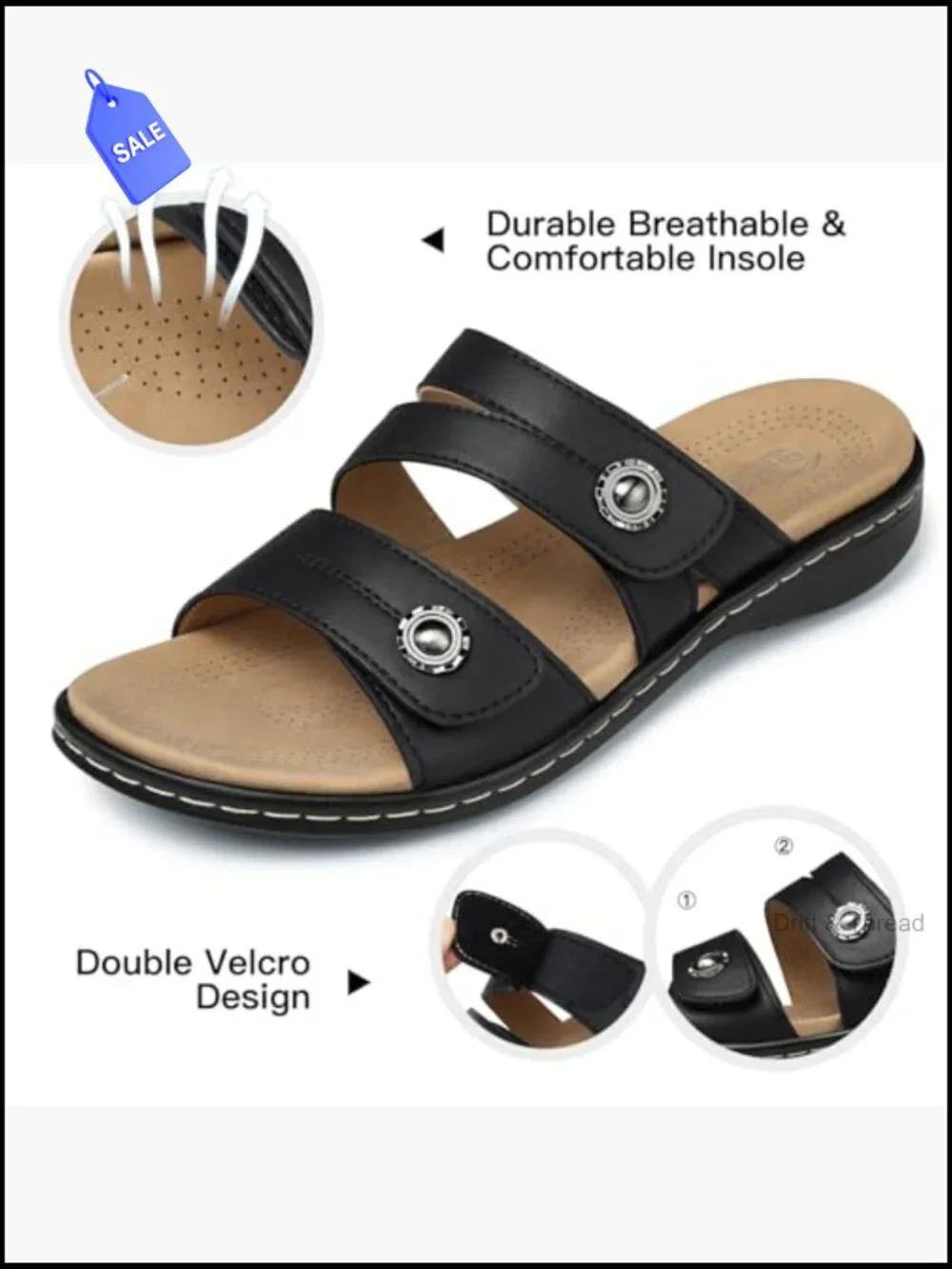 Women's Orthopedic Sandals Non Slip Arch Support Comfort Slides Size 5-11
